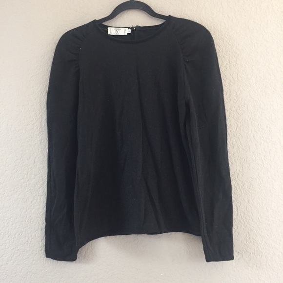 Valentino Black Wool Sweater with Shoulder Pleats
